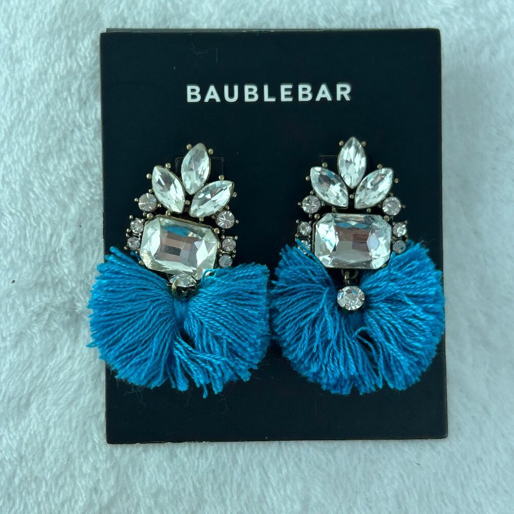Baublebar 'Flamenco' Rhinostone Blue Drop Earrings Sold Out NWT